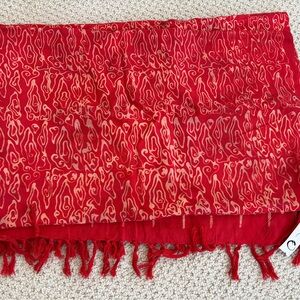 YOA Bohemian Red Orange Fashion Fringed Scarf, Sarong, Shawl 56x44